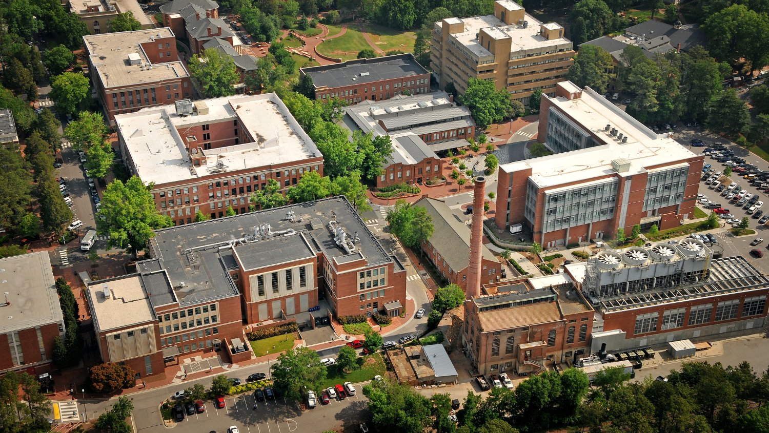 Aerial view of Burling Lab on central campus.